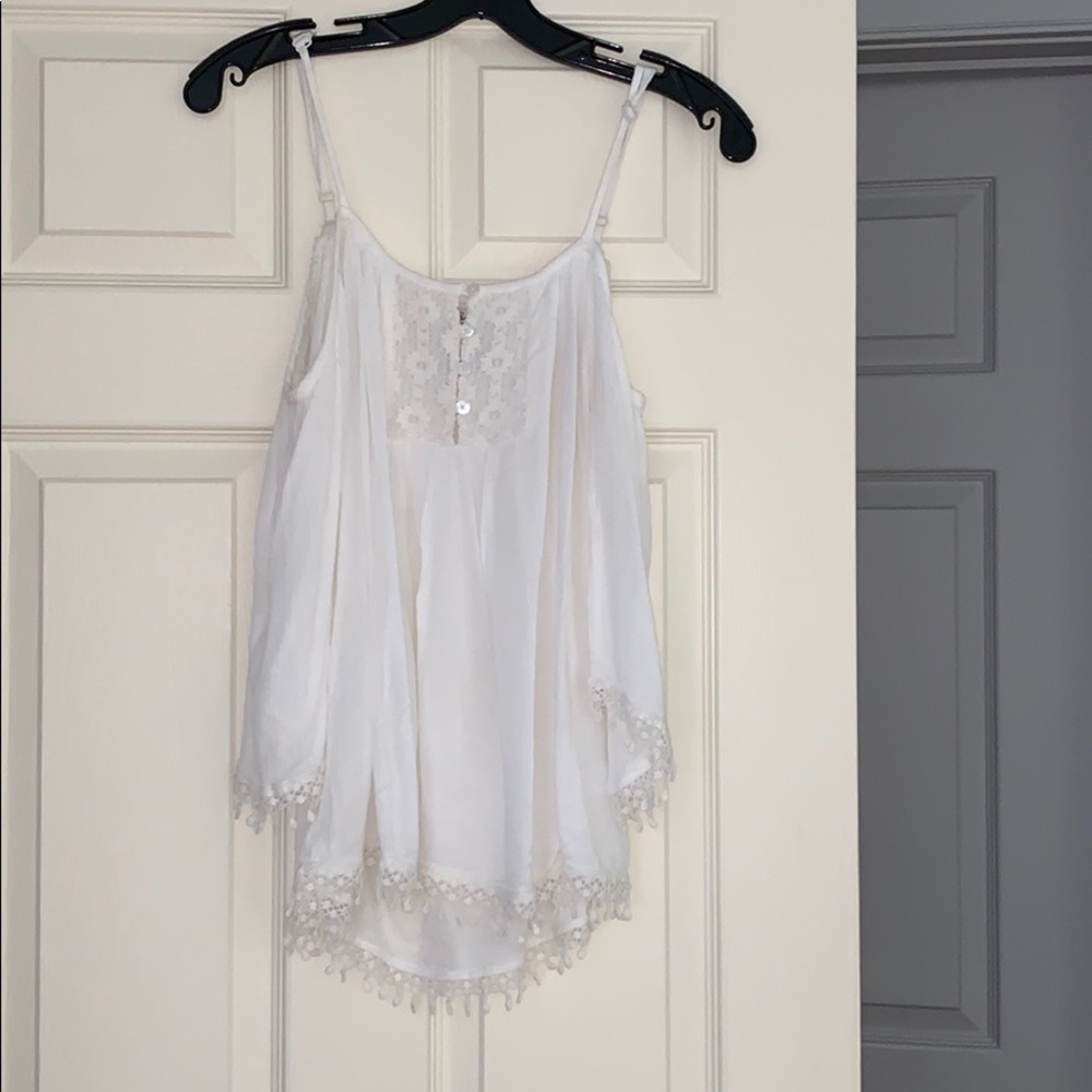 White off the shoulder top quarter sleeve blouse
